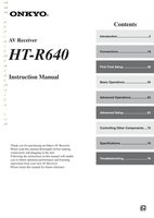 Onkyo HTR640 Audio/Video Receiver Operating Manual