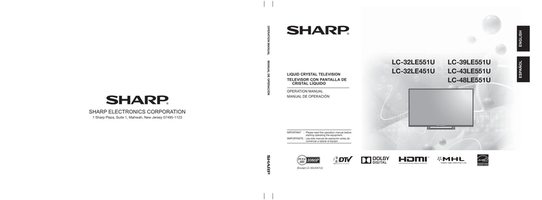 Sharp LC32LE451U LC32LE551U LC39LE551 TV Operating Manual