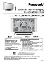 Panasonic PT43LC14 PT50LC14 PT60LC14 TV Operating Manuals