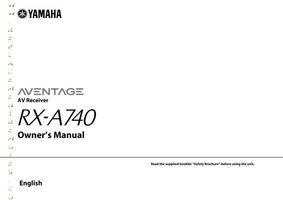 Yamaha RXA740 Audio/Video Receiver Operating Manual