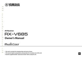 Yamaha RXV685OM Audio/Video Receiver Operating Manual