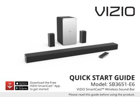 Vizio SB3651-E6 Sound Bar System Operating Manual