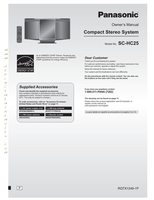 Panasonic SCHC25 Audio System Operating Manual