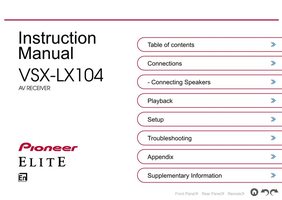 Pioneer VSXLX104 Audio/Video Receiver Operating Manual