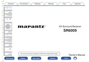 Marantz SR6009 Audio/Video Receiver Operating Manual