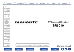 Marantz SR6010 Audio/Video Receiver Operating Manual