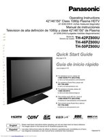 Panasonic TH-42PZ800U TH-46PZ800U TH-50PZ800U TV Operating Manual
