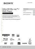 Sony UBP-UX80 Blu-Ray DVD Player Operating Manual