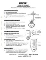 Download Anderic UC7222T/CHQ7222T For Hampton Bay Ceiling Fan Remote Control documentation