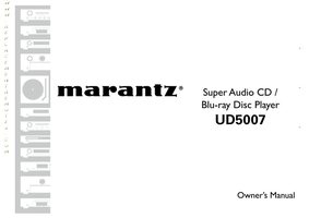 Marantz Ud5007 Blu-Ray DVD Player Operating Manual
