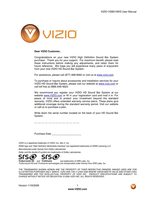 Vizio VSB210WS Sound Bar System Operating Manual