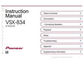 Pioneer VSX834 Audio/Video Receiver Operating Manual