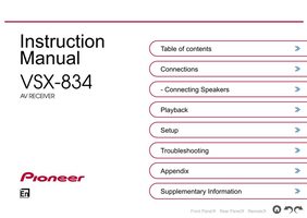 Pioneer VSX834 Audio/Video Receiver Operating Manual