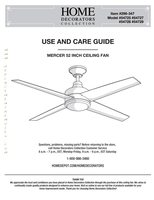 Brushed Nickel Ceiling Fan Replacement PARTS 296347 Home Decorators Mercer 52in 