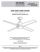 Hampton Bay 14925Mercer52inBrushedNickelCeilingFanOM Ceiling Fan Operating Manual