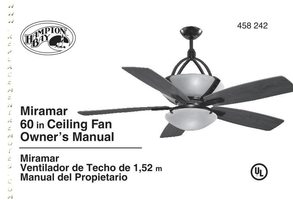 Hampton Bay AC374 Miramar 60 Inch Ceiling Fan Ceiling Fan Operating Manual