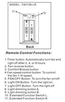 Anderic Generics FA0108-LR Ceiling Fan Remote Control
