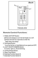 Hampton Bay A25-TX029-RS Ceiling Fan Remote Control