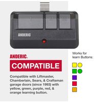 Anderic 893MAX Universal for Liftmaster with Purple Yellow Green Red Orange Learning Button Garage Door Opener Remote Control