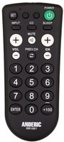 ANDERIC RR1001 for Hospitality TV with Large Keys 1-Device Universal Remote Control