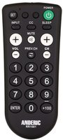 Anderic RR1001 for Hospitality TV with Large Keys 1-Device Universal Remote Control