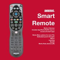 Anderic RRU401 with Backlight and Learning 4-Device Universal Remote Control