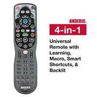 Anderic RRU401 with Backlight and Learning 4-Device Universal Remote Control