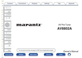 Marantz AV8802A Audio/Video Receiver Operating Manual