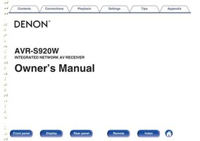 Denon AVRS920W Audio/Video Receiver Operating Manual