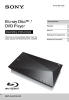 Sony BDPBX510 DVD Player Operating Manual