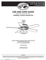 Hampton Bay 41350Campbell52InCeilingFanOM Ceiling Fan Operating Manual