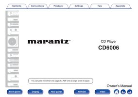 Marantz CD6006 Audio System Operating Manual