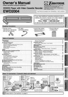 Emerson EWD2003 EWD2004 DVD/VCR Combo Player Operating Manual