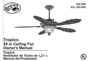 Hampton Bay 13087HAMPTONBAYTROPICS54INWEATHEREDCANECEILINGFANOM Ceiling Fan Operating Manual