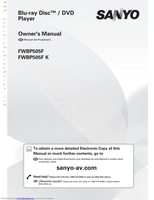 Sanyo FWBP505FK Blu-Ray DVD Player Operating Manual