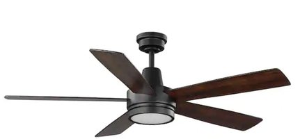 Hampton Bay Fanelee 54 in. White Color Changing Integrated LED Matte Black Smart Hubspace Ceiling Fan