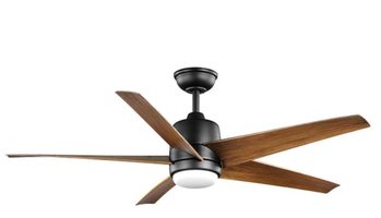 Hampton Bay Mena 54 in LED Indoor Outdoor Matte Black with Mahagony Ceiling Fan