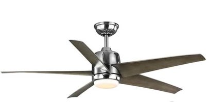 Hampton Bay Mena 54 in LED Indoor Outdoor Polished Nickel with Wood Ceiling Fan