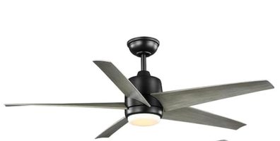 Hampton Bay Mena 54 in LED Indoor Outdoor Black with Timber Gray Ceiling Fan