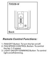 Hampton Bay TX028-N Ceiling Fan Remote Control
