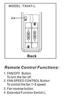 Hampton Bay TX047-L Ceiling Fan Remote Control