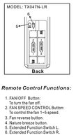 Hampton Bay TX047N-LR Ceiling Fan Remote Control