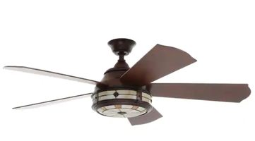 Hampton Bay Savona Tiffany 52 In LED Weathered Bronze Ceiling Fan