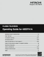 HITACHI 42EDT41AOM Operating Manuals