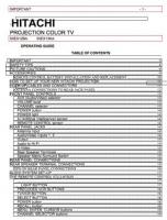 Hitachi 50EX12BA 50EX13KA TV Operating Manual