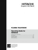Hitachi 50HDA39 TV Operating Manual