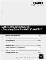 Hitachi 50V525E 60V525E TV Operating Manual