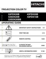 Hitachi 43FDX15B 43FDX20B 53FDX20B TV Operating Manual
