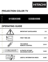 Hitachi 53SBX59B 53SBX59BK 61SBX59B TV Operating Manual