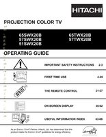 Hitachi 51SWX20B 57SWX20B 57twx20b TV Operating Manual